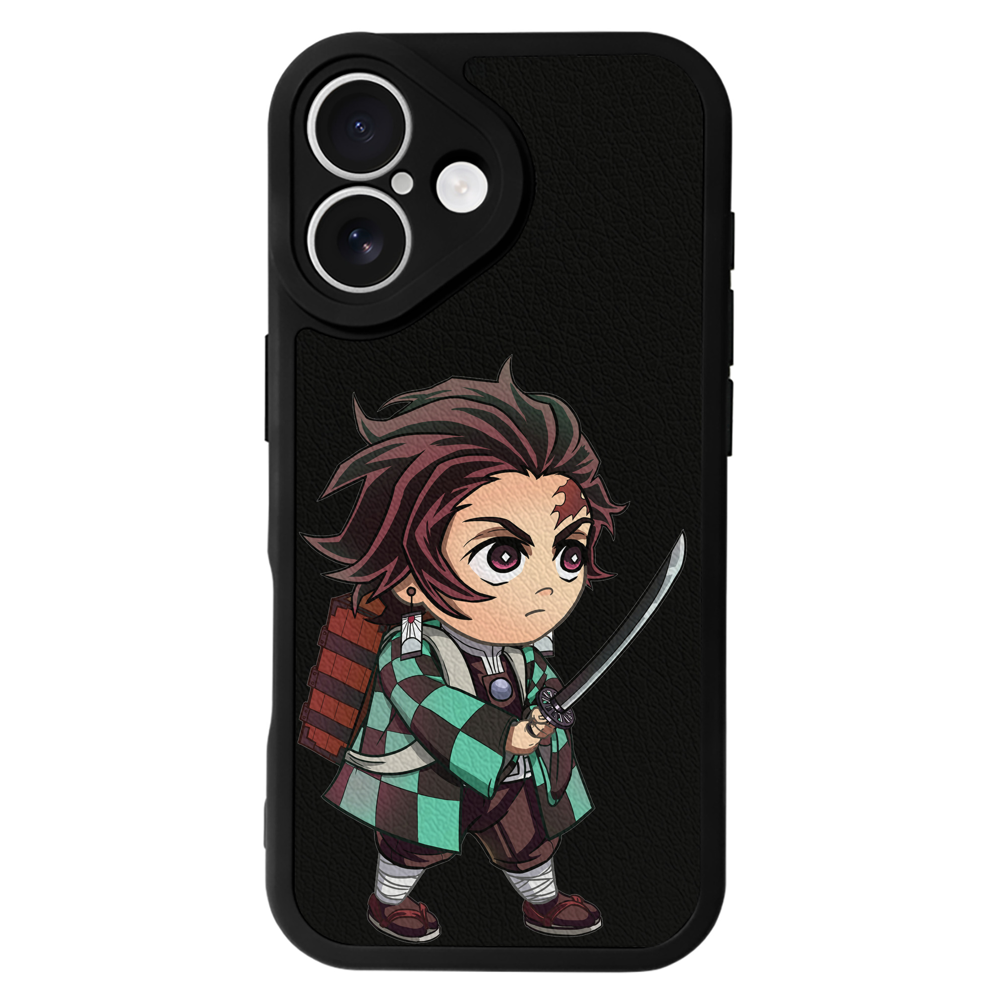 （画像用） 鬼滅の刃 竈門 炭治郎／かまど たんじろう Kamado Tanjirou 【iPhone 16シリーズ対応】シリコンスマホケース（レザー調） 材質：シリコン